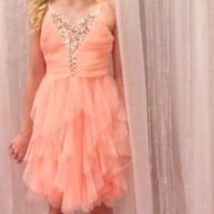 Tween diva peach dress with sequins